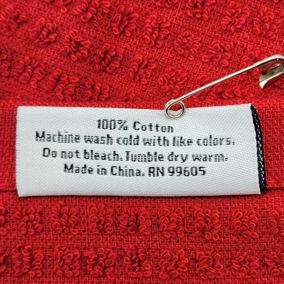 3 Rae Dunn Christmas Red Kitchen Towel Embroidered Peace Joy Believe 100% Cotton - Picture 9 of 9